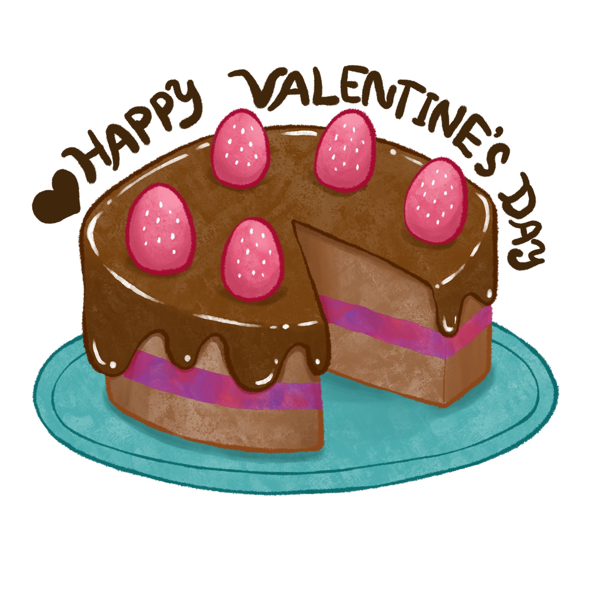 バレンタイン向けチョコレートケーキのイラスト