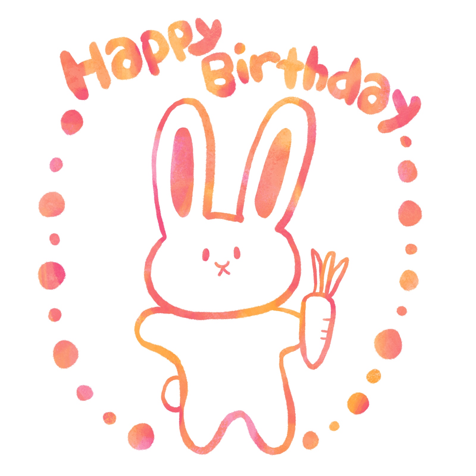 Happy Birthdayの文字とウサギのイラスト