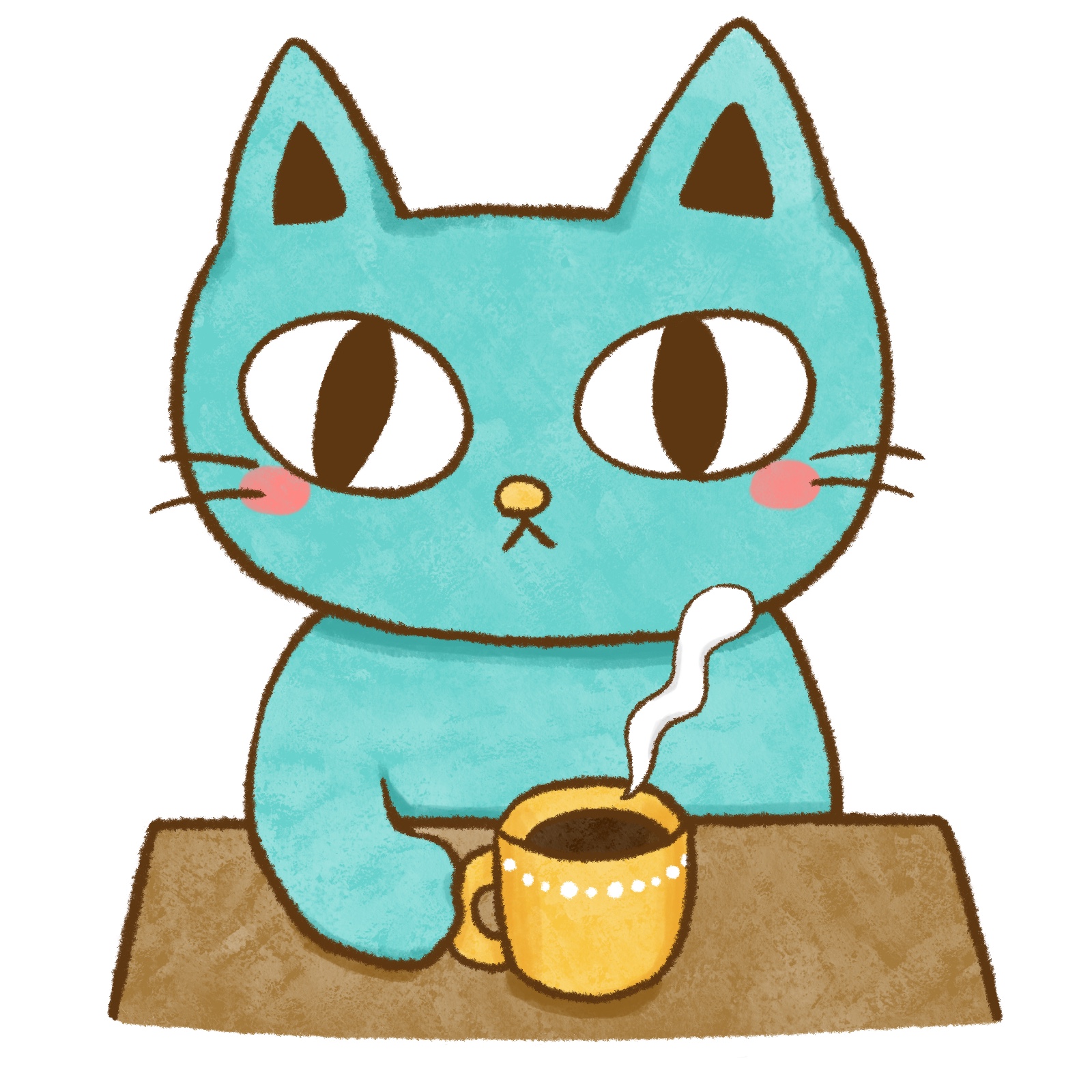コーヒーを飲む猫のイラスト