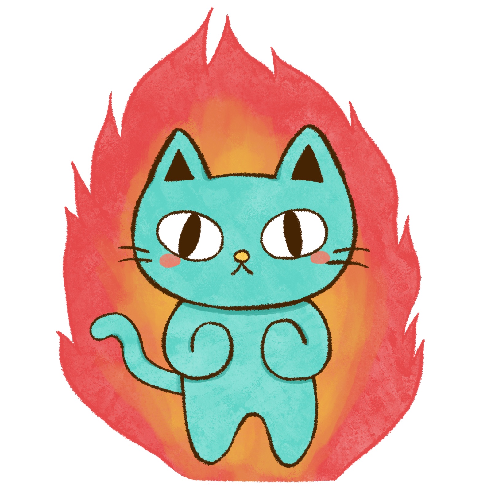 闘志を燃やす猫のイラスト
