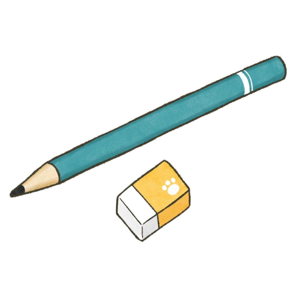鉛筆と消しゴムのイラスト