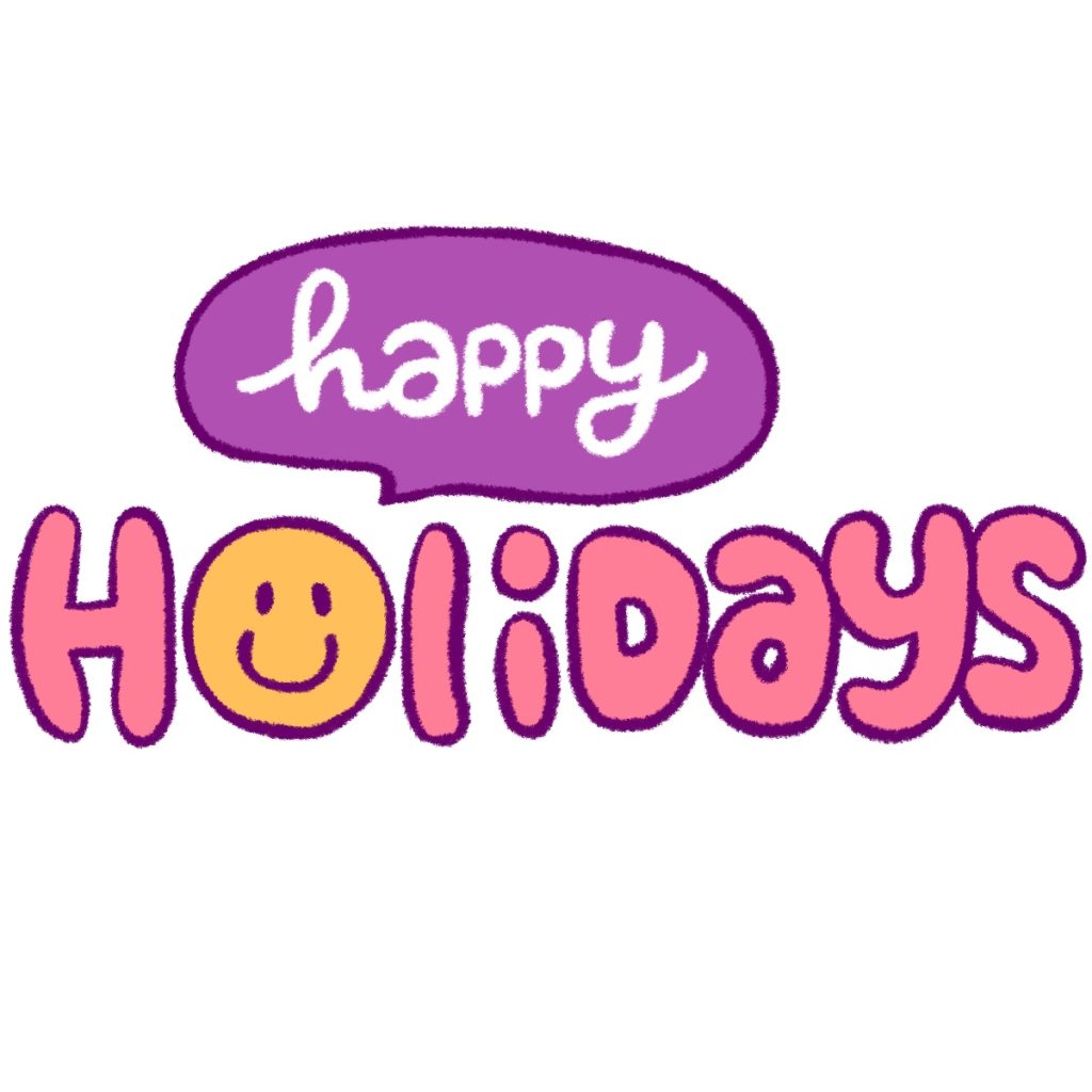 Happy Holidaysの文字イラスト