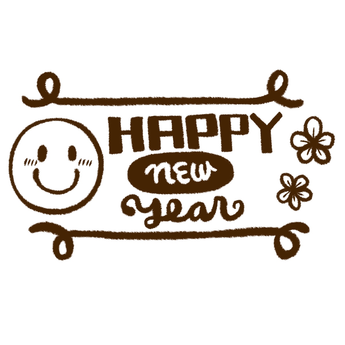 Happy New Yearの文字イラスト