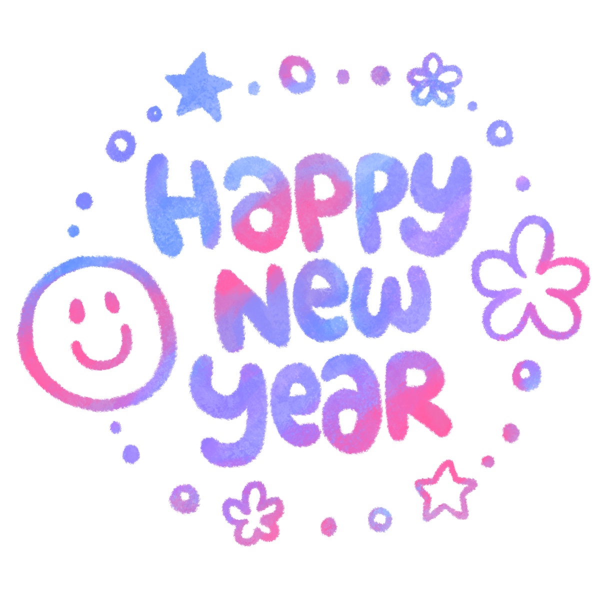 Happy New Yearの文字イラスト