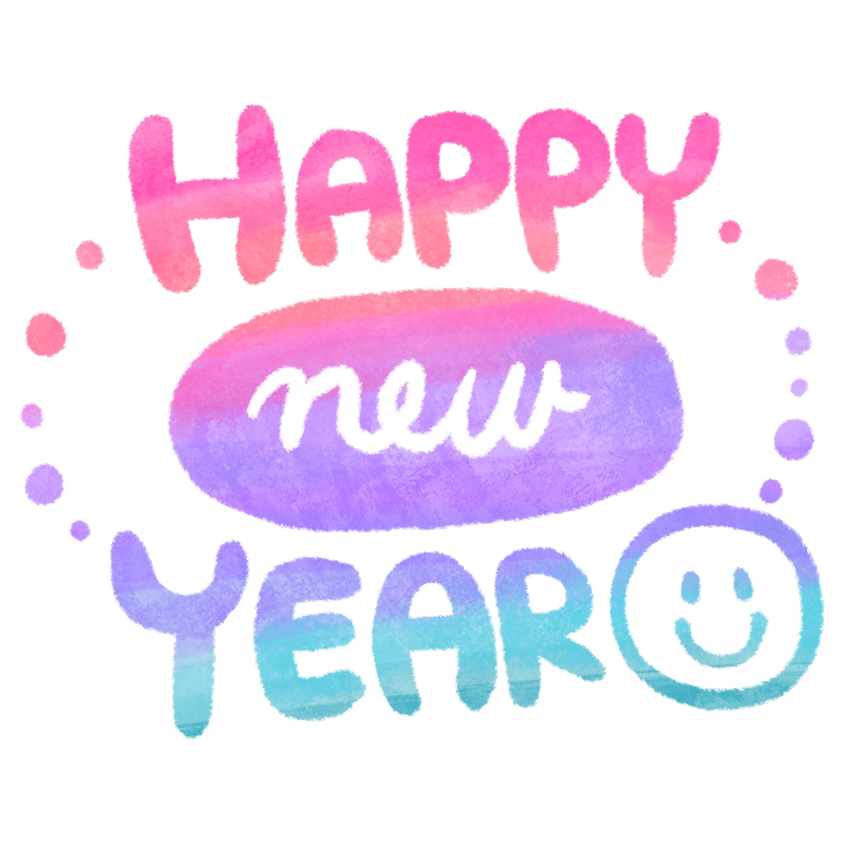 Happy New Yearの文字イラスト
