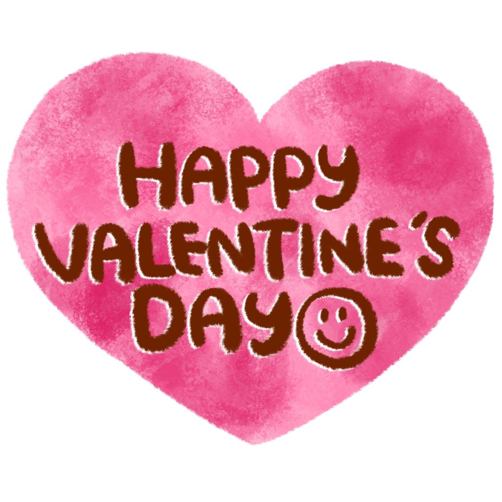 happy valentine’s dayの文字＆ハートのイラスト