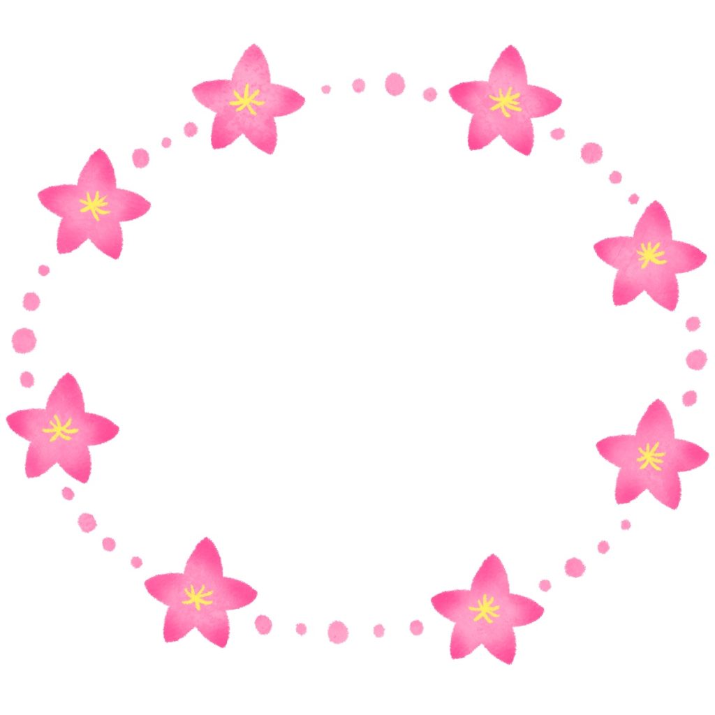 桃の花のフレームのイラスト