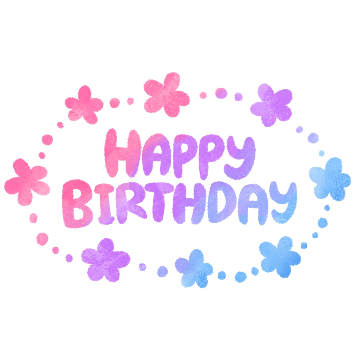 Happy Birthdayの文字イラスト